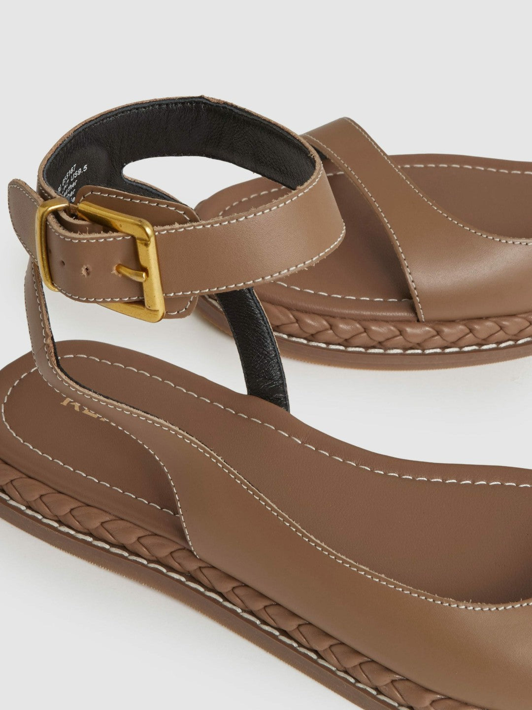 Leather Plait Detail Sandals in Tan Women | Reiss