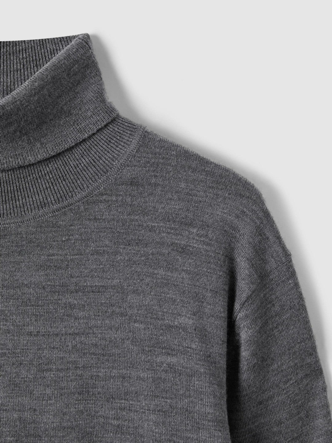 Slim Fit Merino Wool Roll Neck Jumper in Derby Grey Marl Men | Reiss