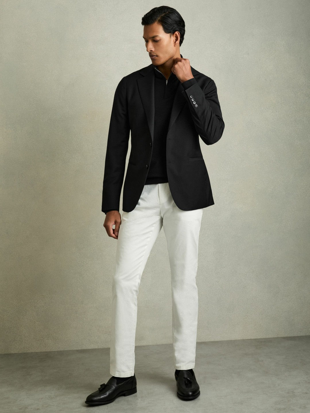 Merino Wool Half-Zip Jumper in Black Men | Reiss