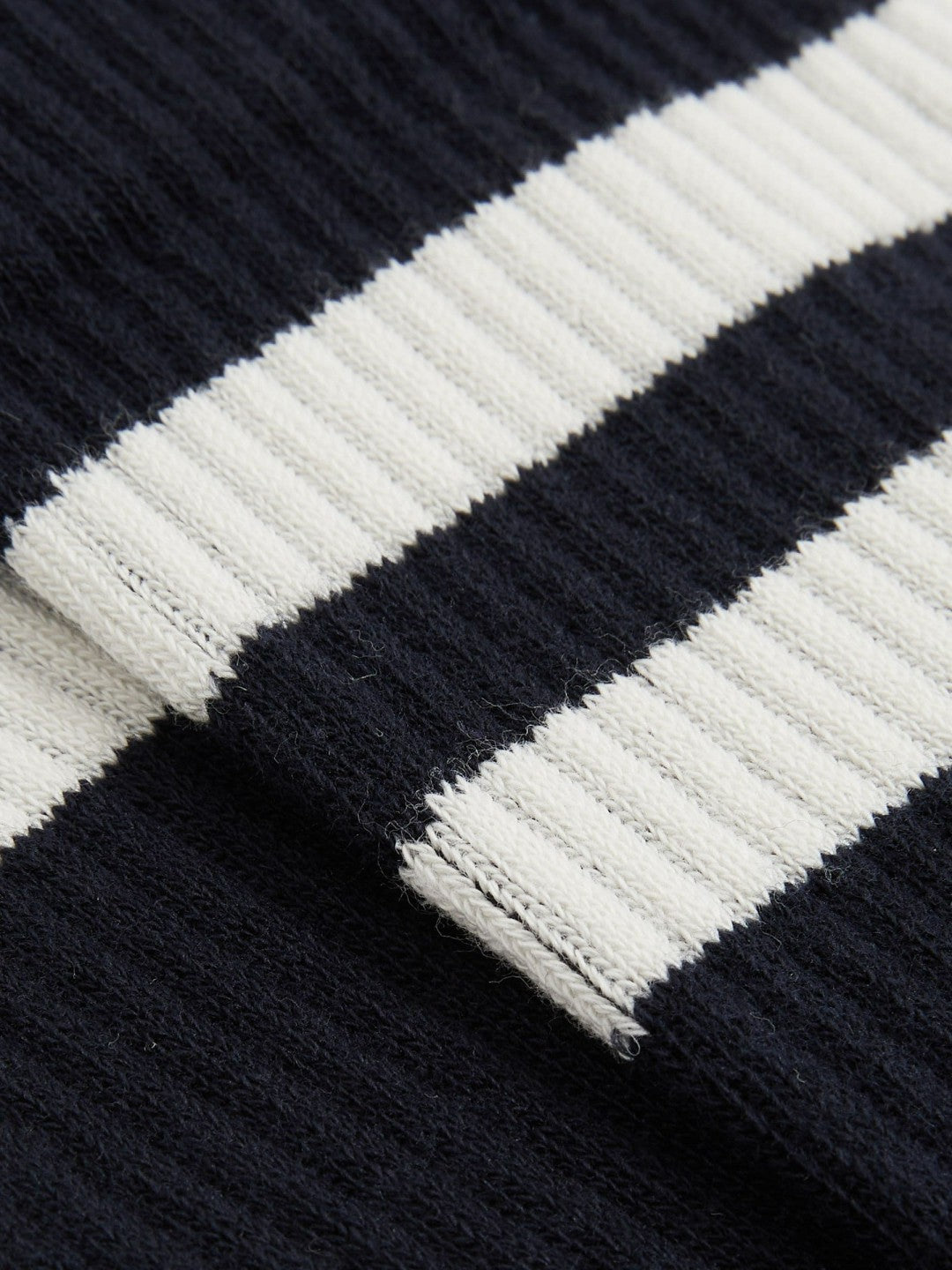 Cotton-Blend Double-Stripe Socks in Navy/Ecru Men | Reiss