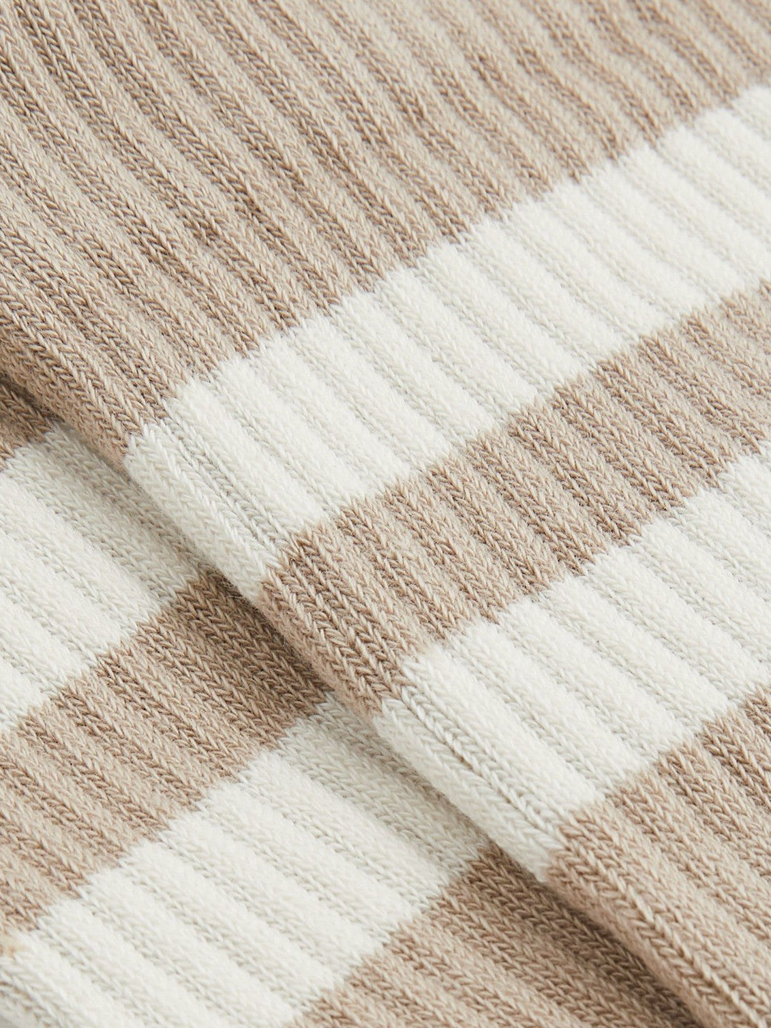 Cotton-Blend Double-Stripe Socks in Taupe/Ecru Men | Reiss