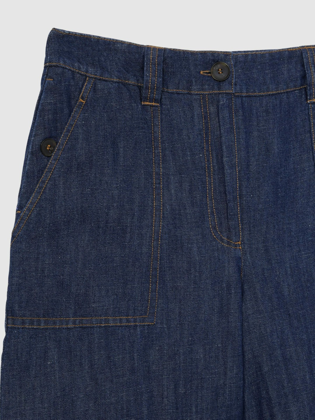 Petite Linen Wide Leg Trousers in Indigo Women | Reiss