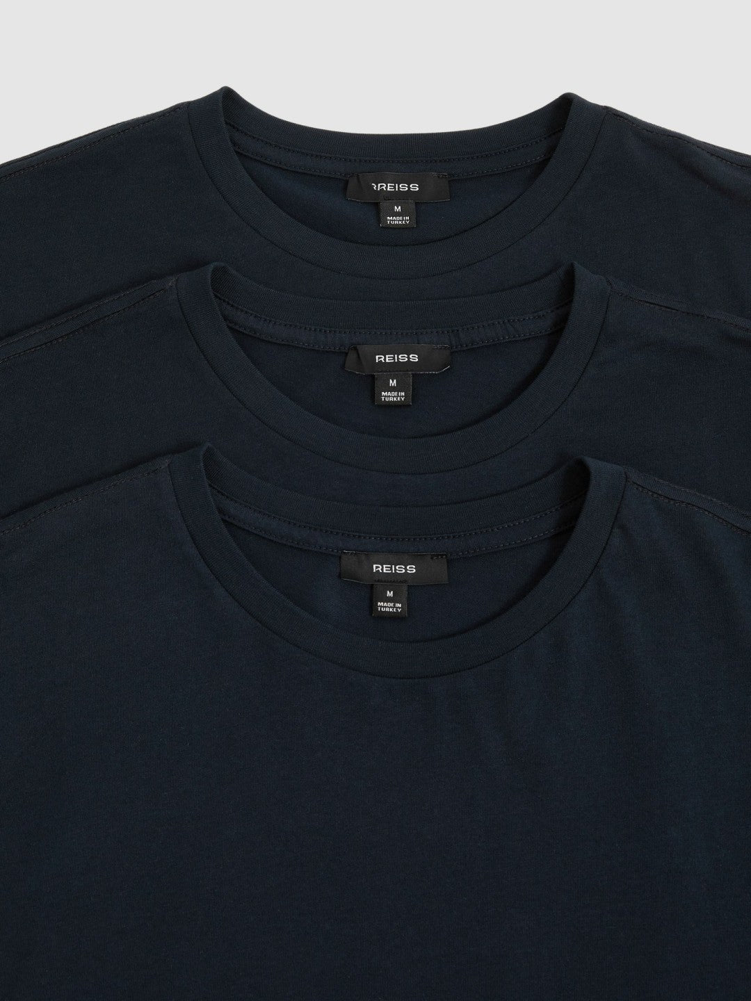 Cotton-Jersey Crew-Neck T-shirts 3 Pack in Navy Men | Reiss