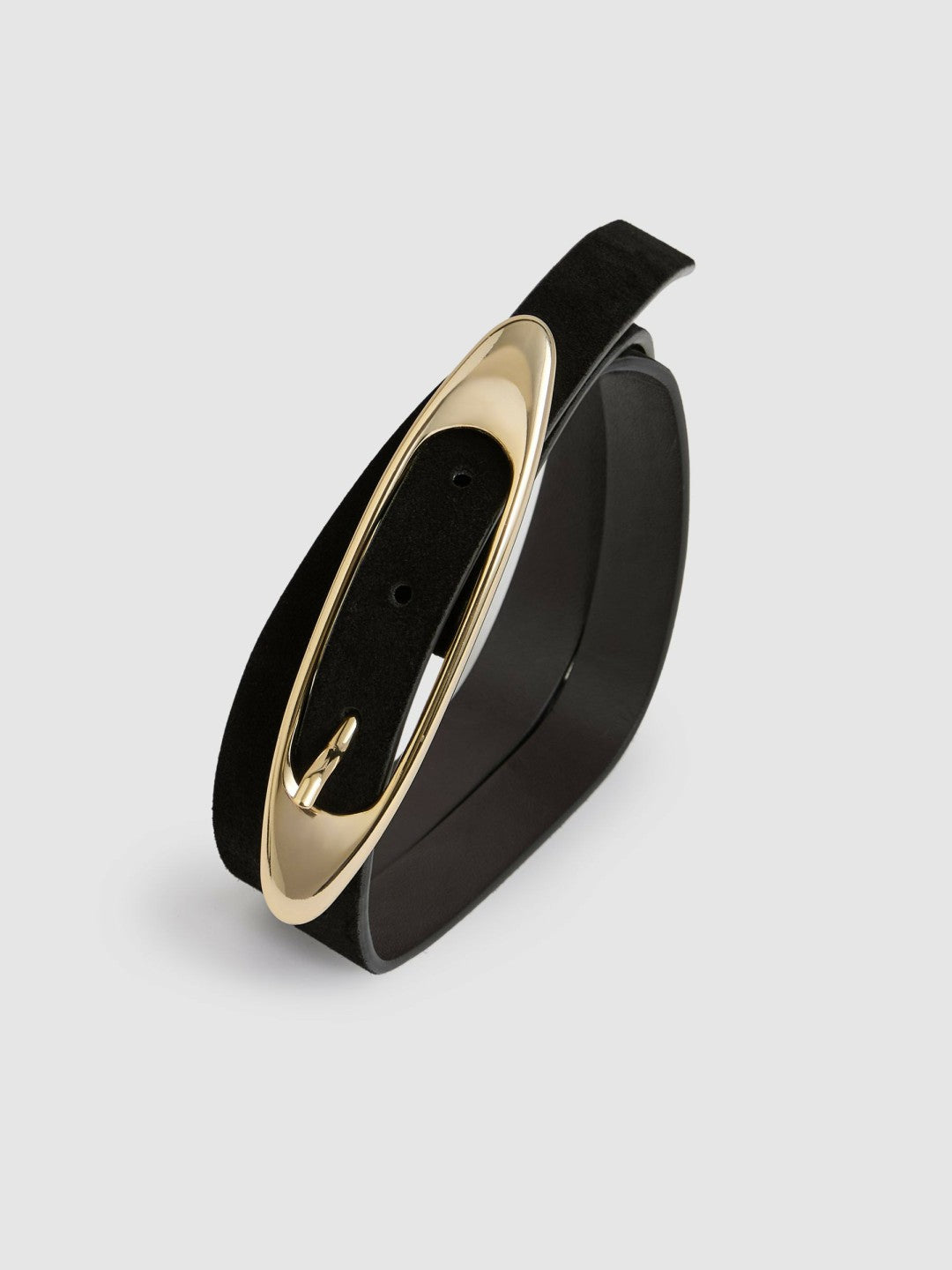 Leather Oval-Buckle Belt in Black Women | Reiss