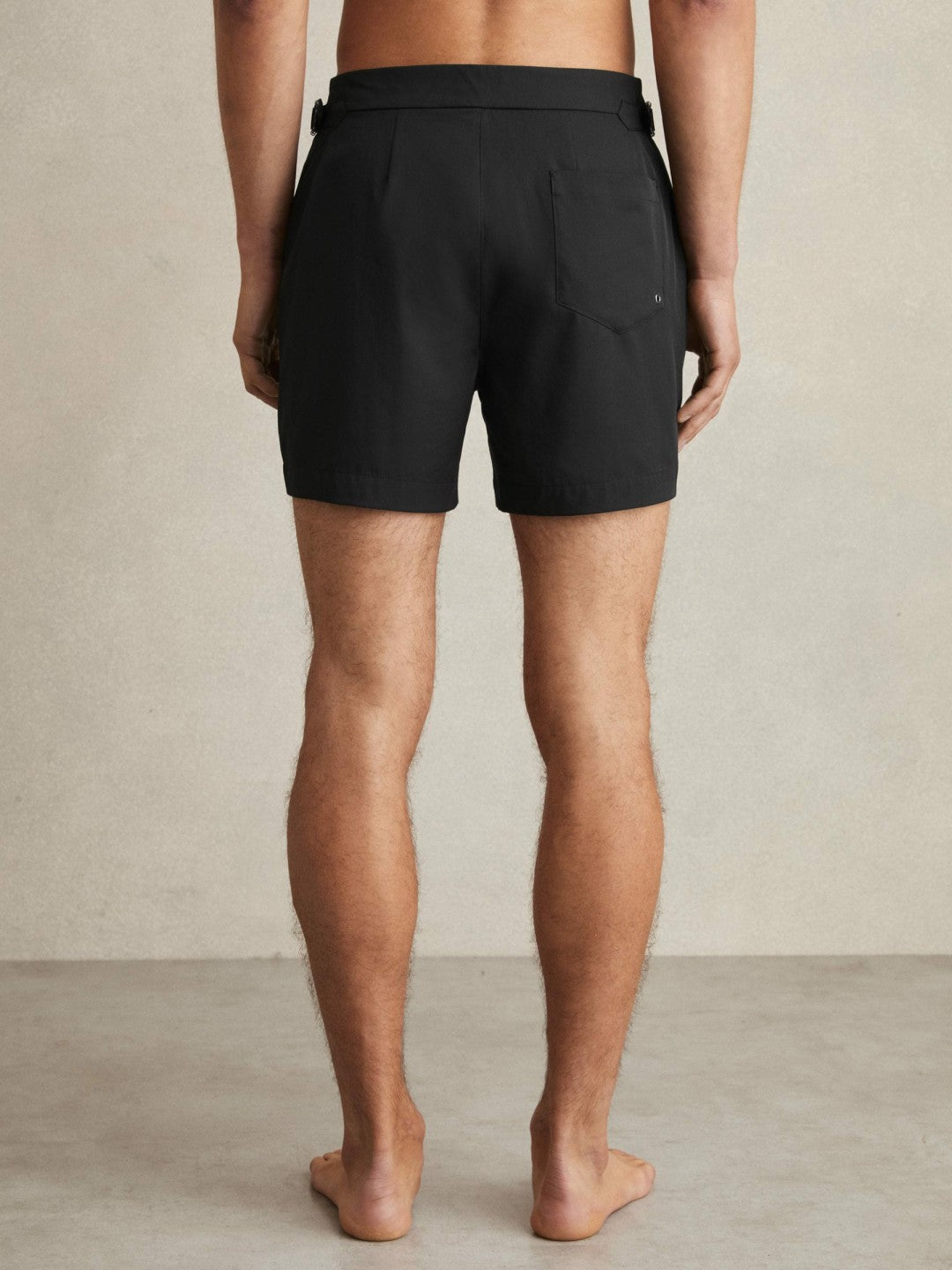 Side-Adjuster Swim Shorts in Black Men | Reiss