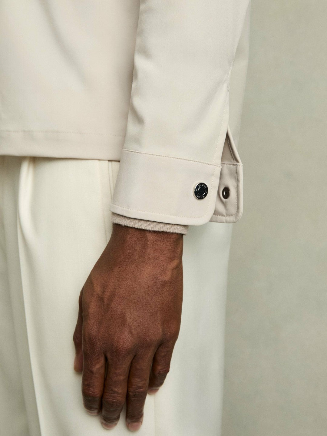 Technical Zip-Through Overshirt in Stone Men | Reiss