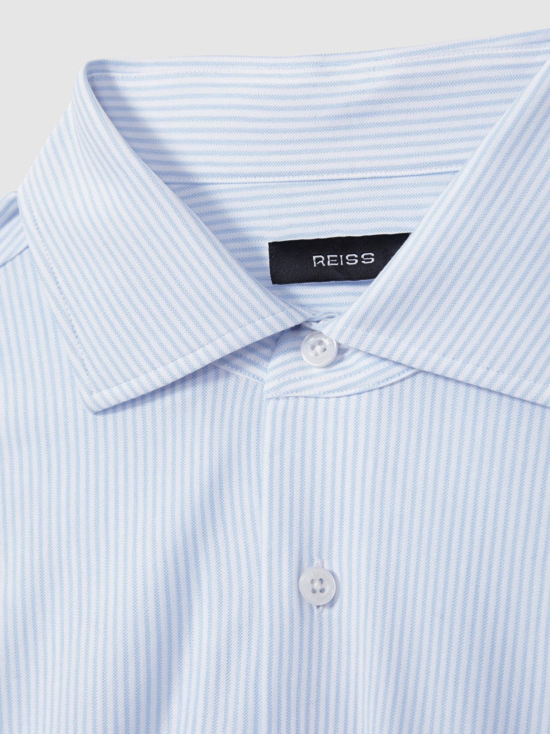 Cotton-Blend Cutaway-Collar Striped Shirt in Blue Stripe Men | Reiss