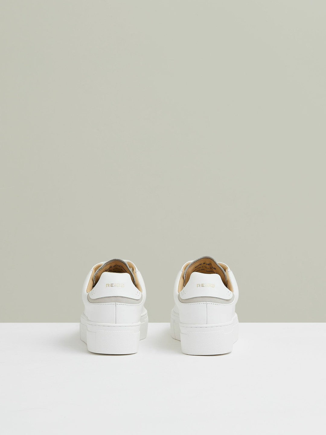 Leather Low-Top Trainers in White Women | Reiss