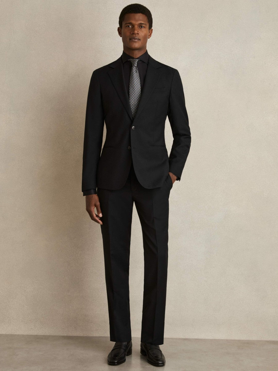 Regular Fit Cotton-Twill Two-Fold Shirt Slim-Fit in Black Men | Reiss