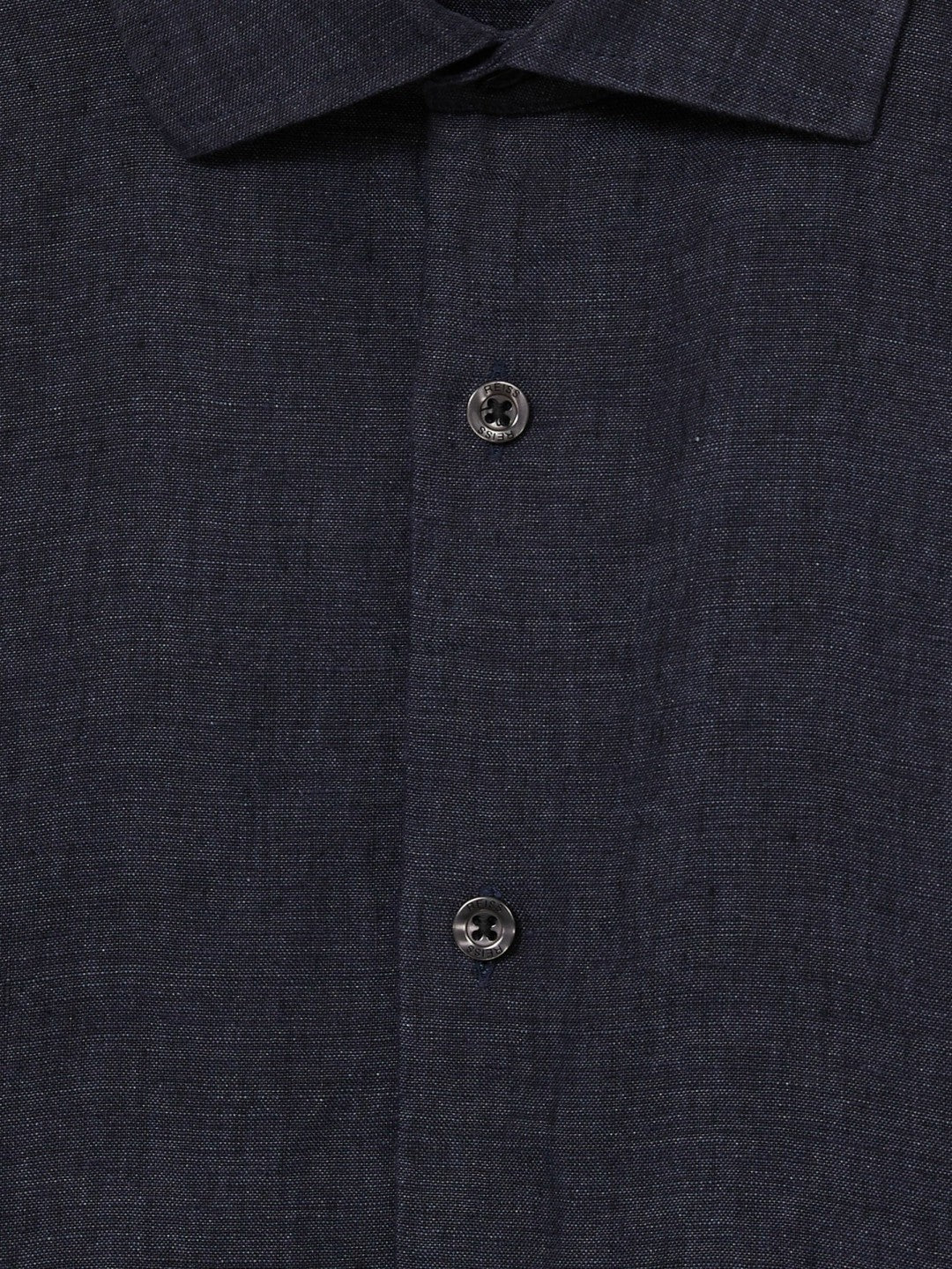 Slim Fit Linen Button-Through Shirt in Navy Men | Reiss