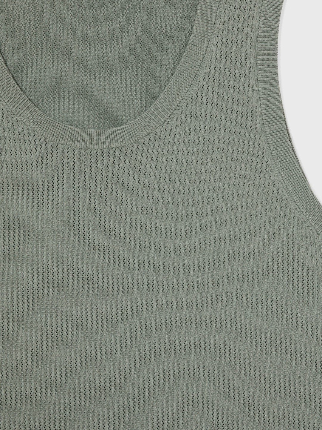 Textured Crew Neck Ribbed Vest in Sage Green Men | Reiss