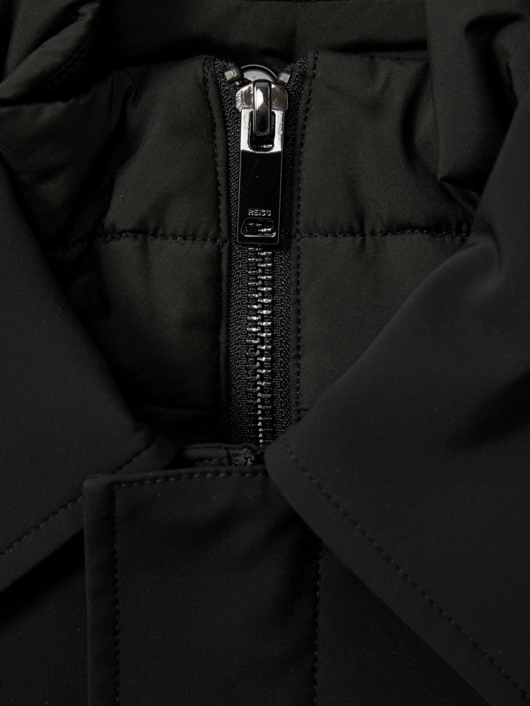 Hybrid Removable Funnel Neck Overcoat in Black Men | Reiss