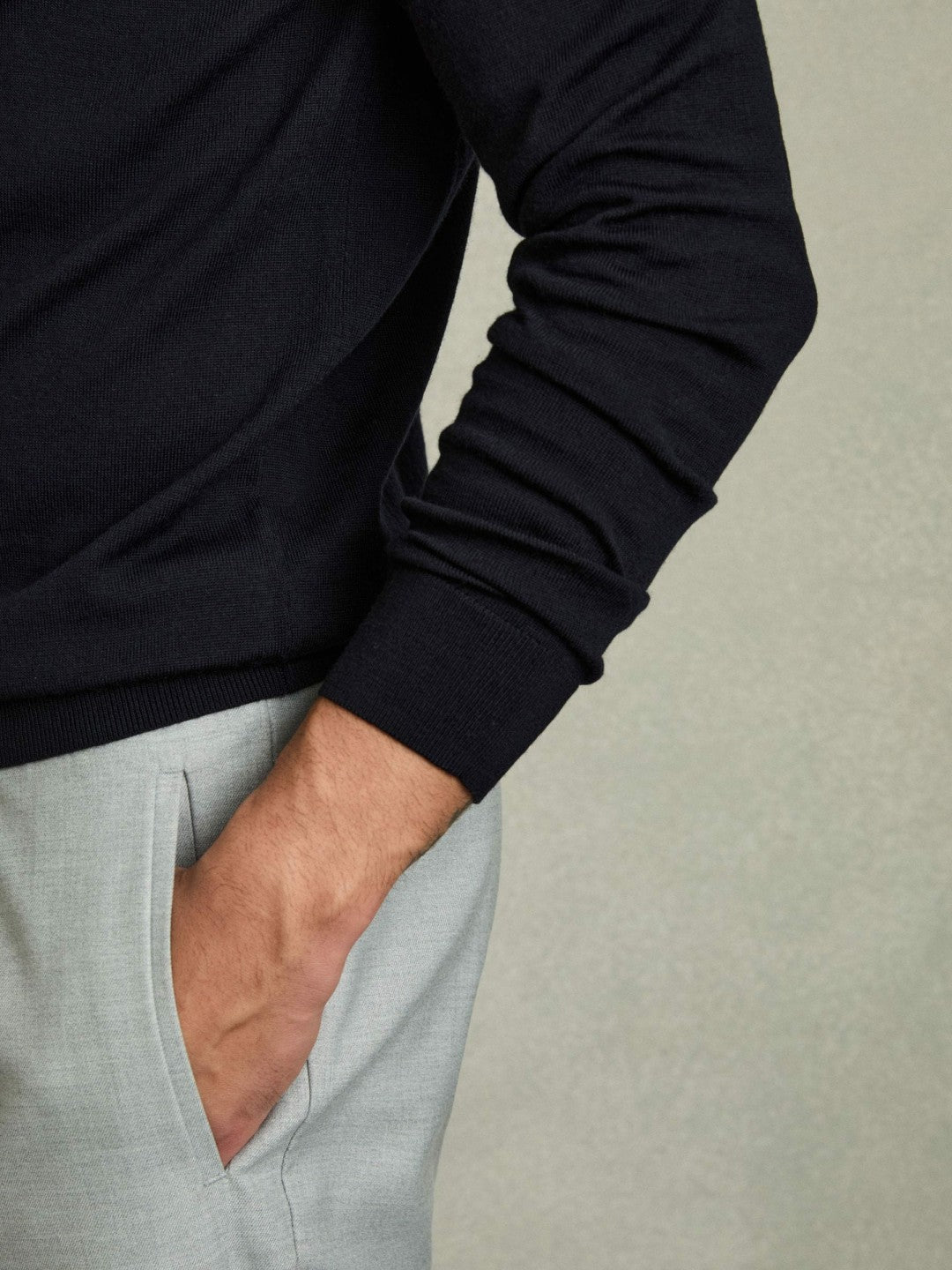 Merino Wool Drawstring Hoodie in Navy Men | Reiss