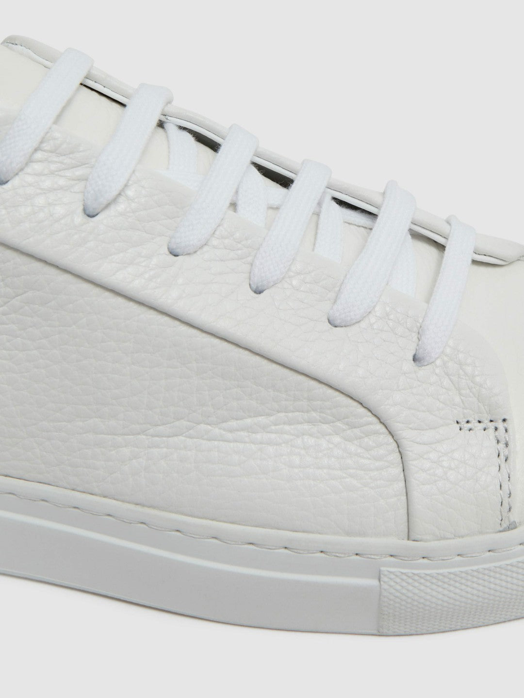 Tumbled-Leather Low-Top Trainers in White Men | Reiss