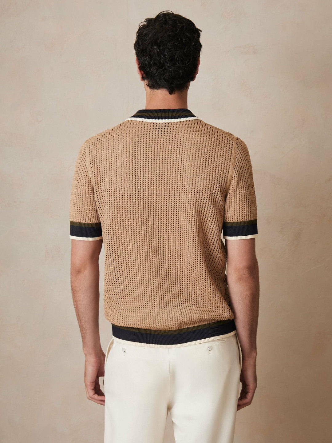 | Ché Crochet Tipped Shirt in Camel Men | Reiss
