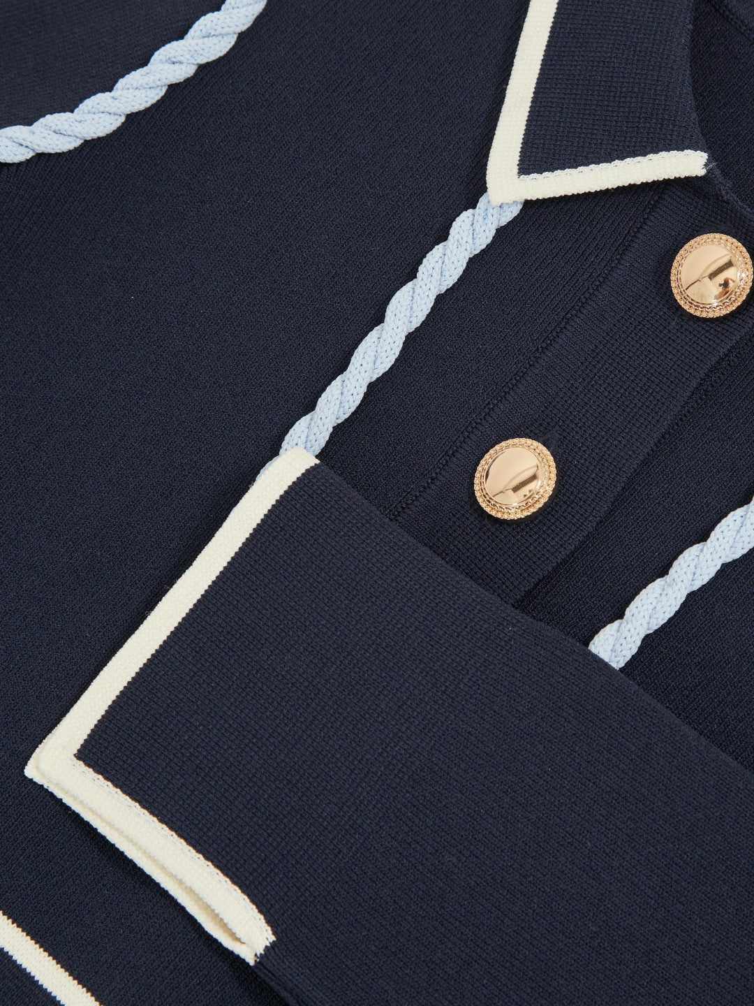 13-14 yrs Piped Knitted Skater Dress in Navy Children & Baby | Reiss