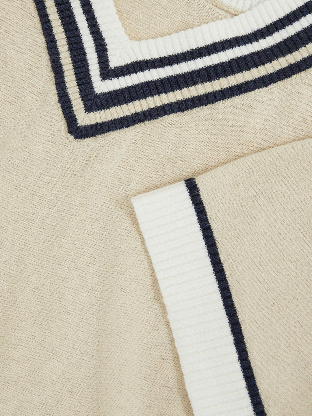 13-14 yrs Cotton-Linen Knit V-Neck Cricket Top in Neutral Children & Baby | Reiss