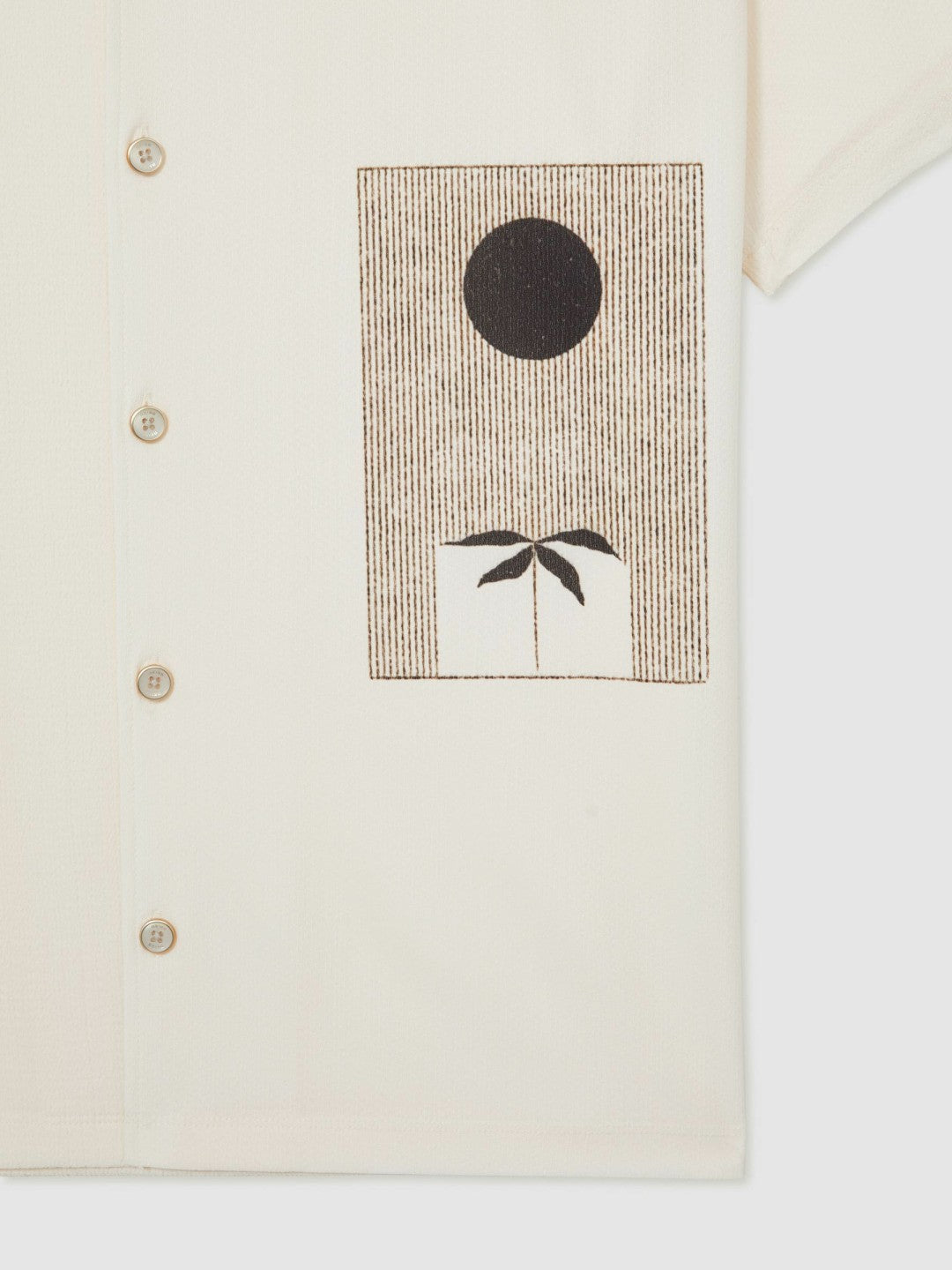 Graphic Print Cuban-Collar Shirt in White Men | Reiss