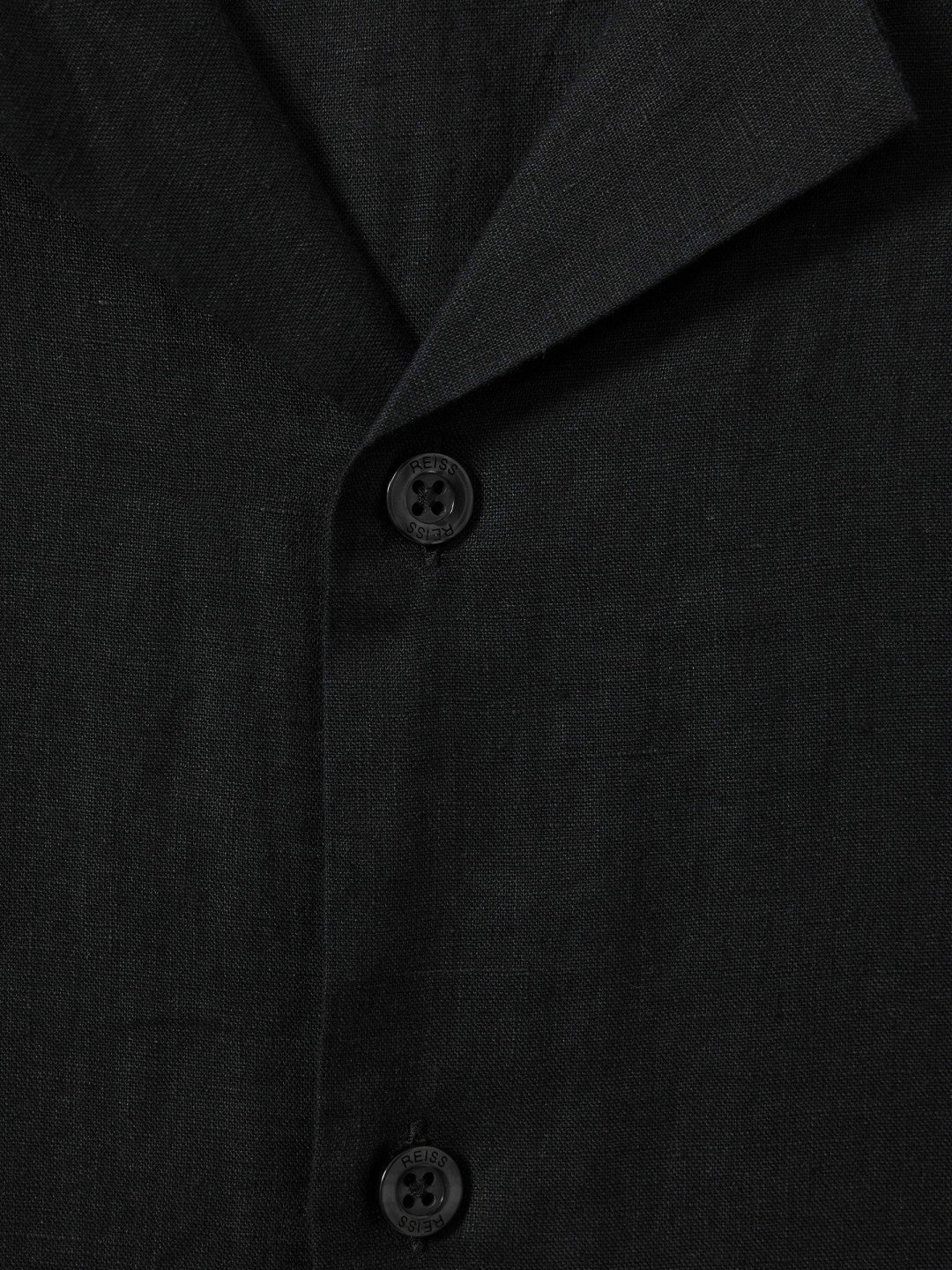 Linen Cuban-Collar Shirt in Black Men | Reiss
