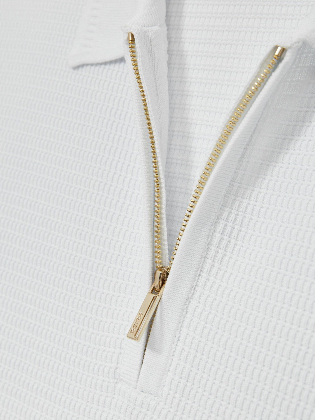 Textured Half-Zip Polo Shirt in White Men | Reiss