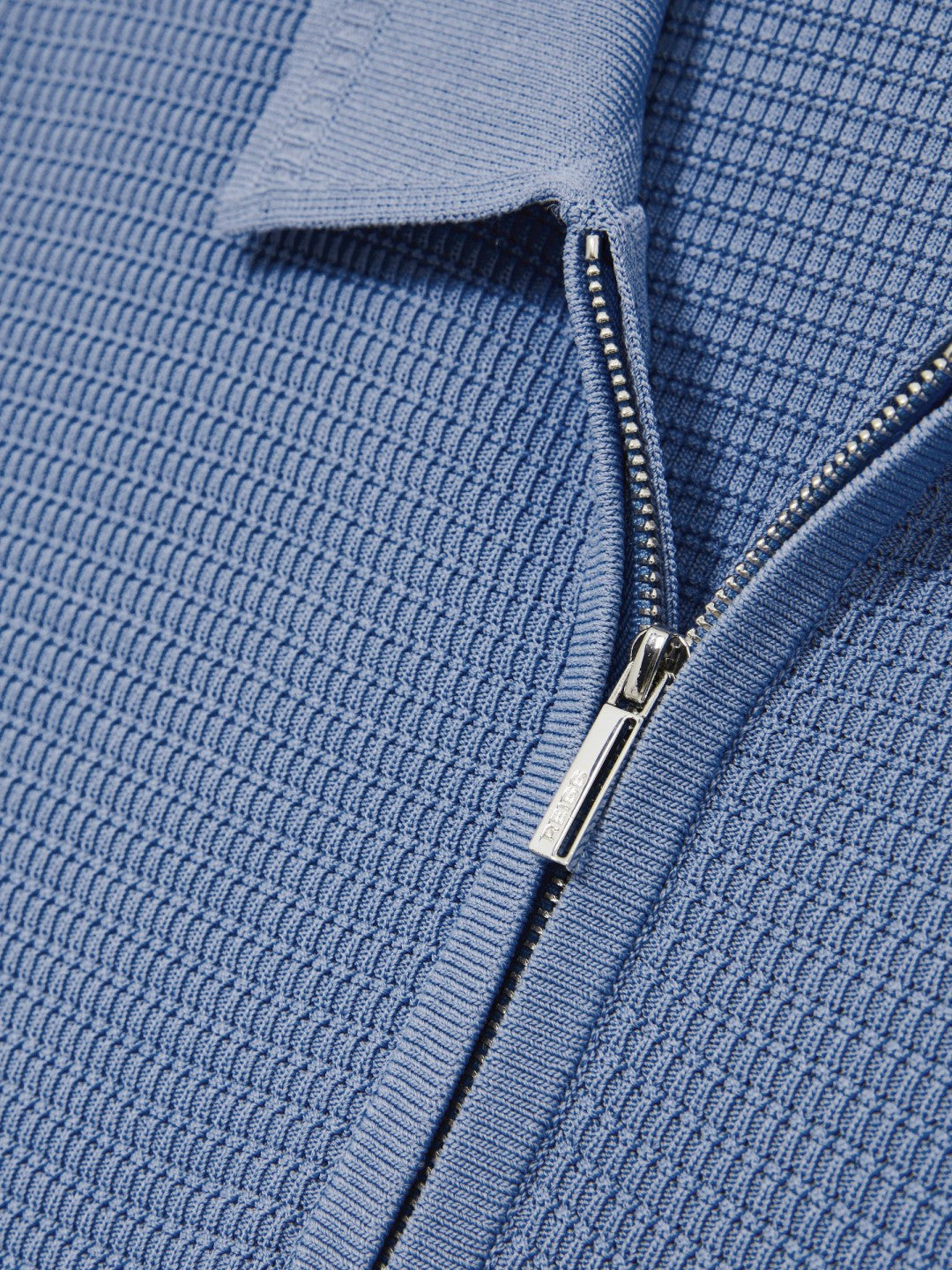 Textured Half-Zip Polo Shirt in Blue Men | Reiss