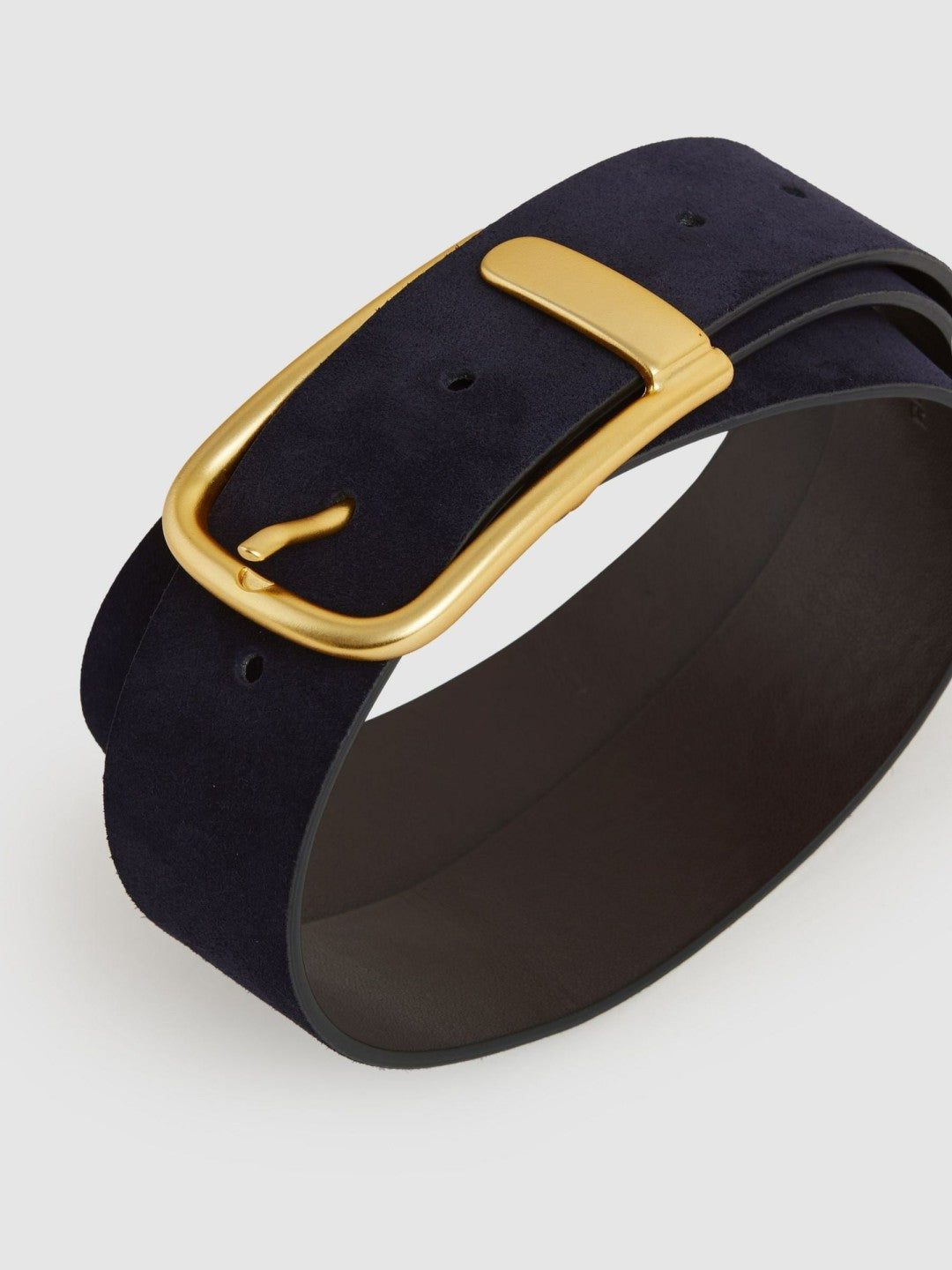 Leather Half Keeper Belt in Navy Women | Reiss