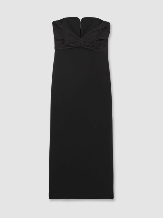 Halston Strapless Crepe Midi Dress in Black Women | Reiss