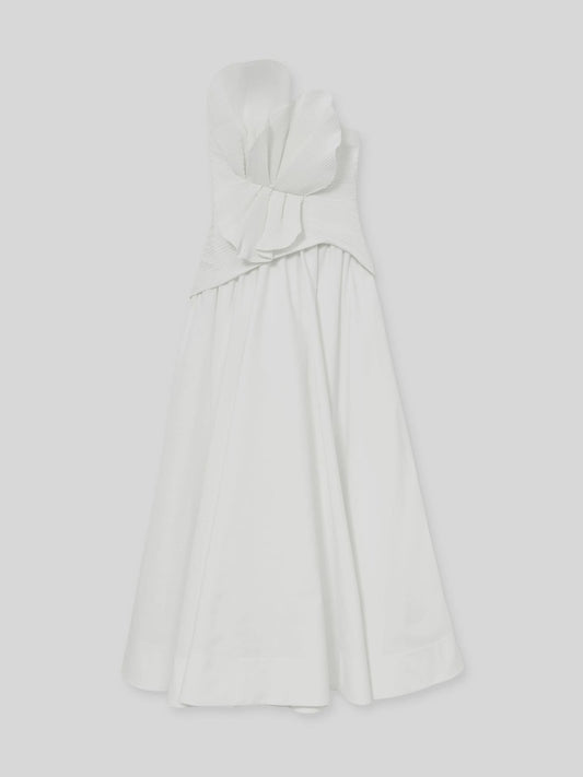 Acler Ivory Plissé Fan Strapless Maxi Dress in Ivory Women | Reiss