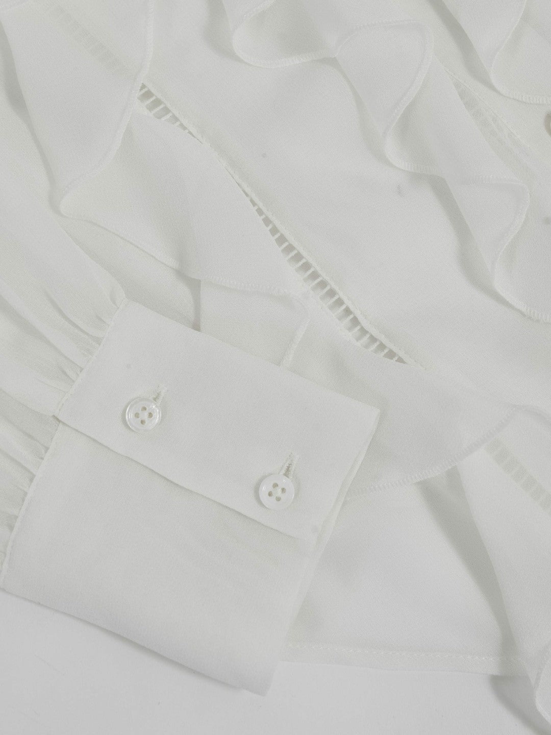 Paige Silk Georgette Ruffle Trim Shirt in White Women | Reiss