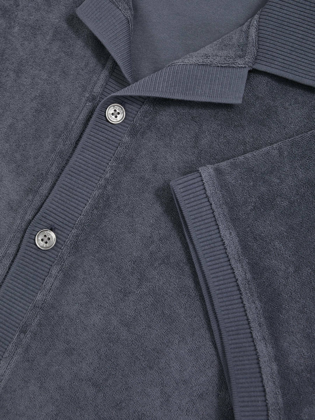 Cotton Blend Towelling Shirt in Airforce Blue Men | Reiss