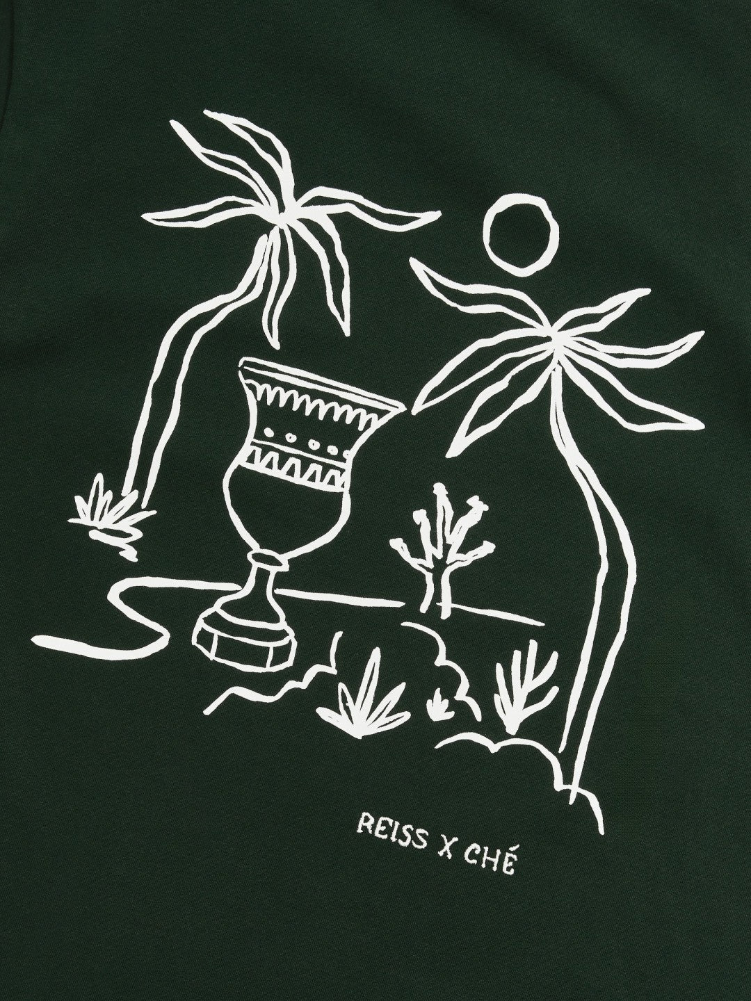 | Ché Cotton Palm-Tree T-Shirt in Green Men | Reiss