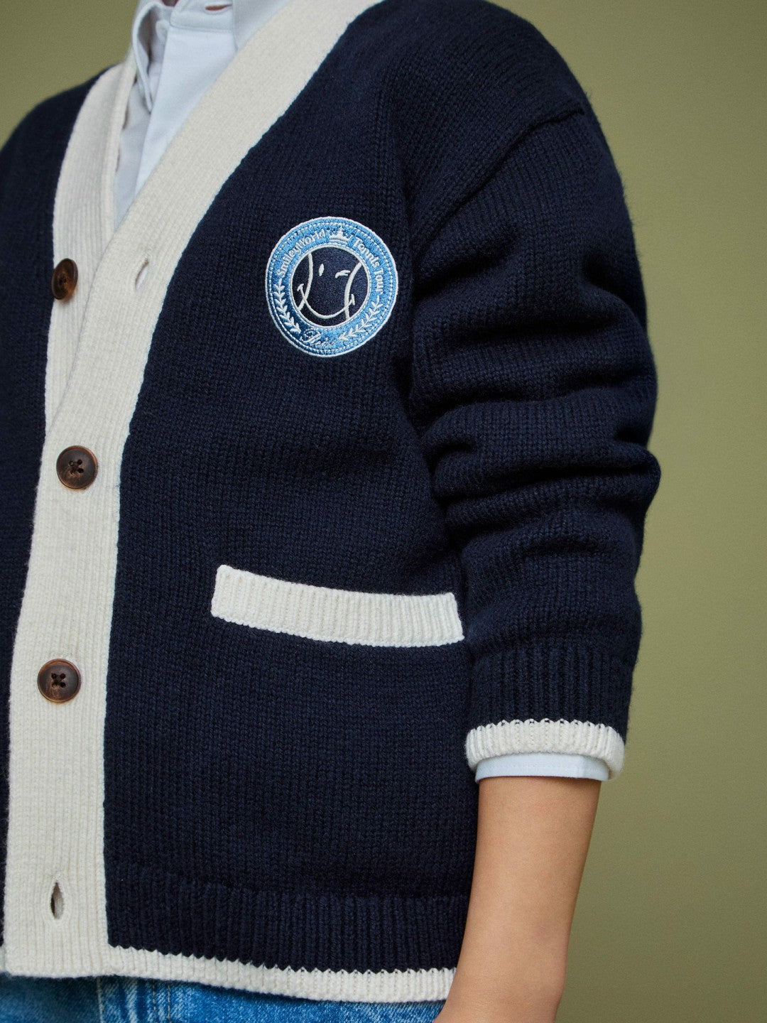 3-9 yrs SmileyWorld Logo Cardigan Unisex Fit in Off White Children & Baby | Reiss