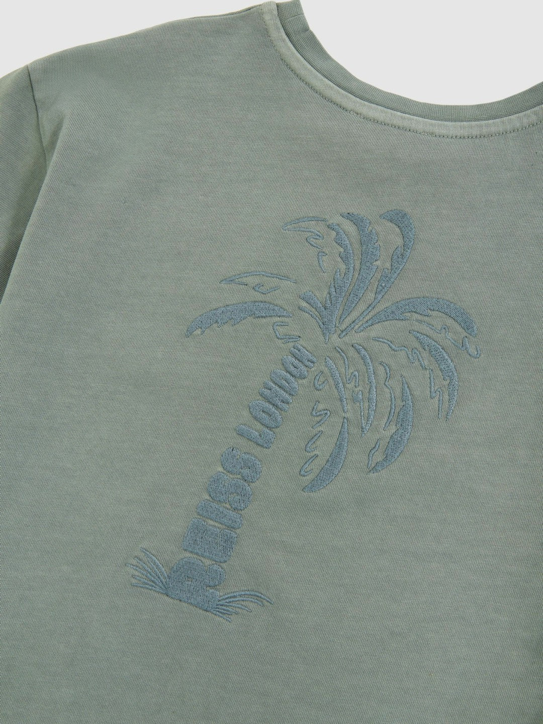 9-13 yrs Cotton Palm-Embroidery Oversize T-Shirt in Washed Sage Children & Baby | Reiss