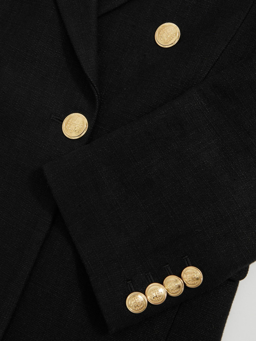 Petite Oversized Double-Breasted Blazer Linen-Blend in Black Women | Reiss