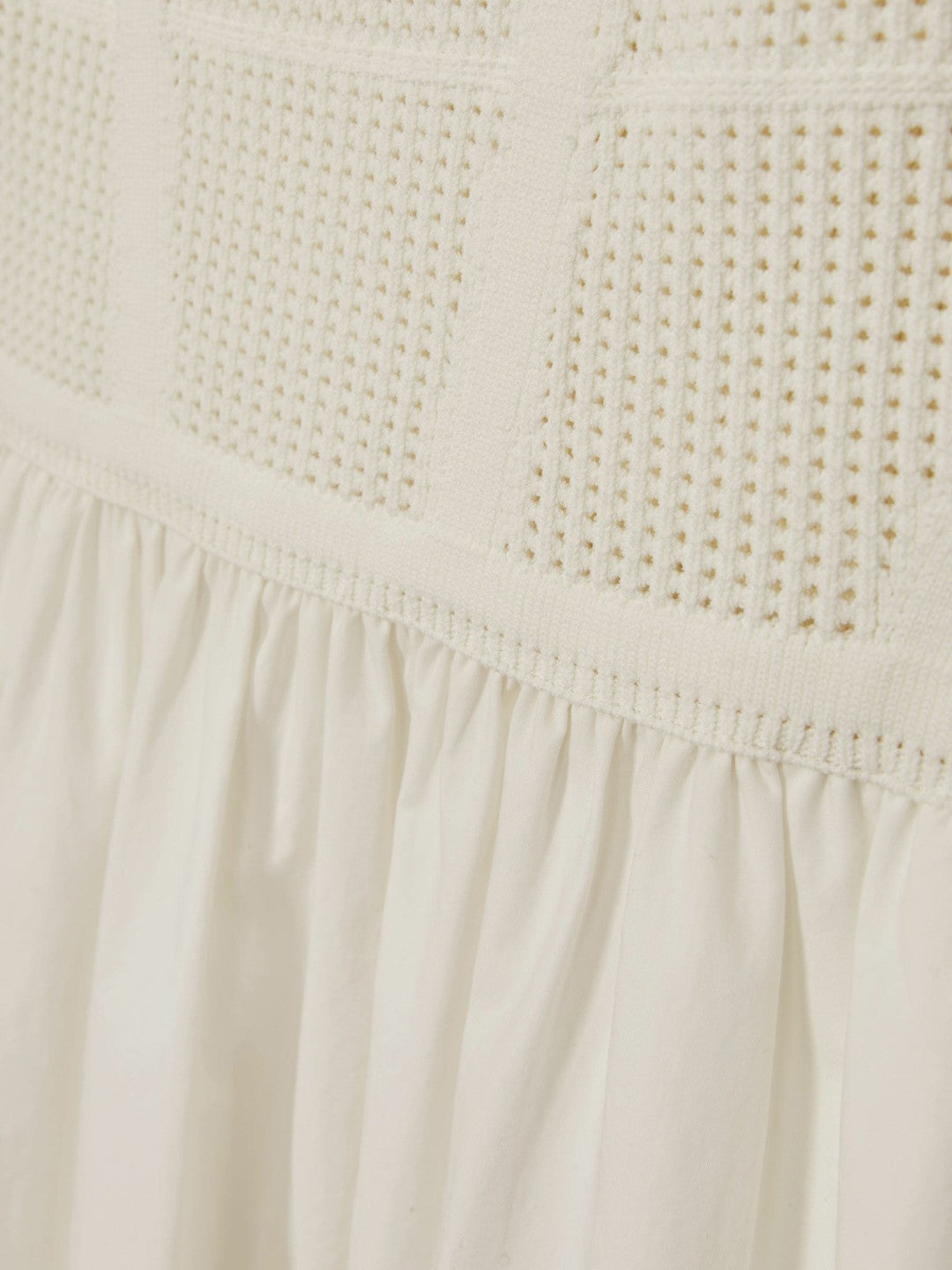 Perforated-Knit Cotton-Skirt Midi Dress in Ivory Women | Reiss