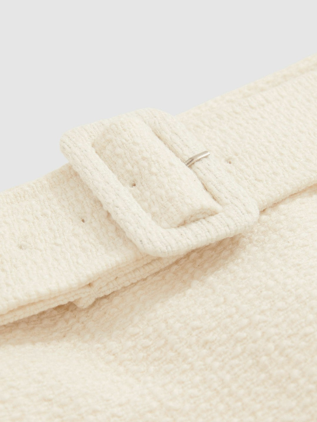 Bouclé Belted Mini Skirt With Wool and Cotton in White Women | Reiss