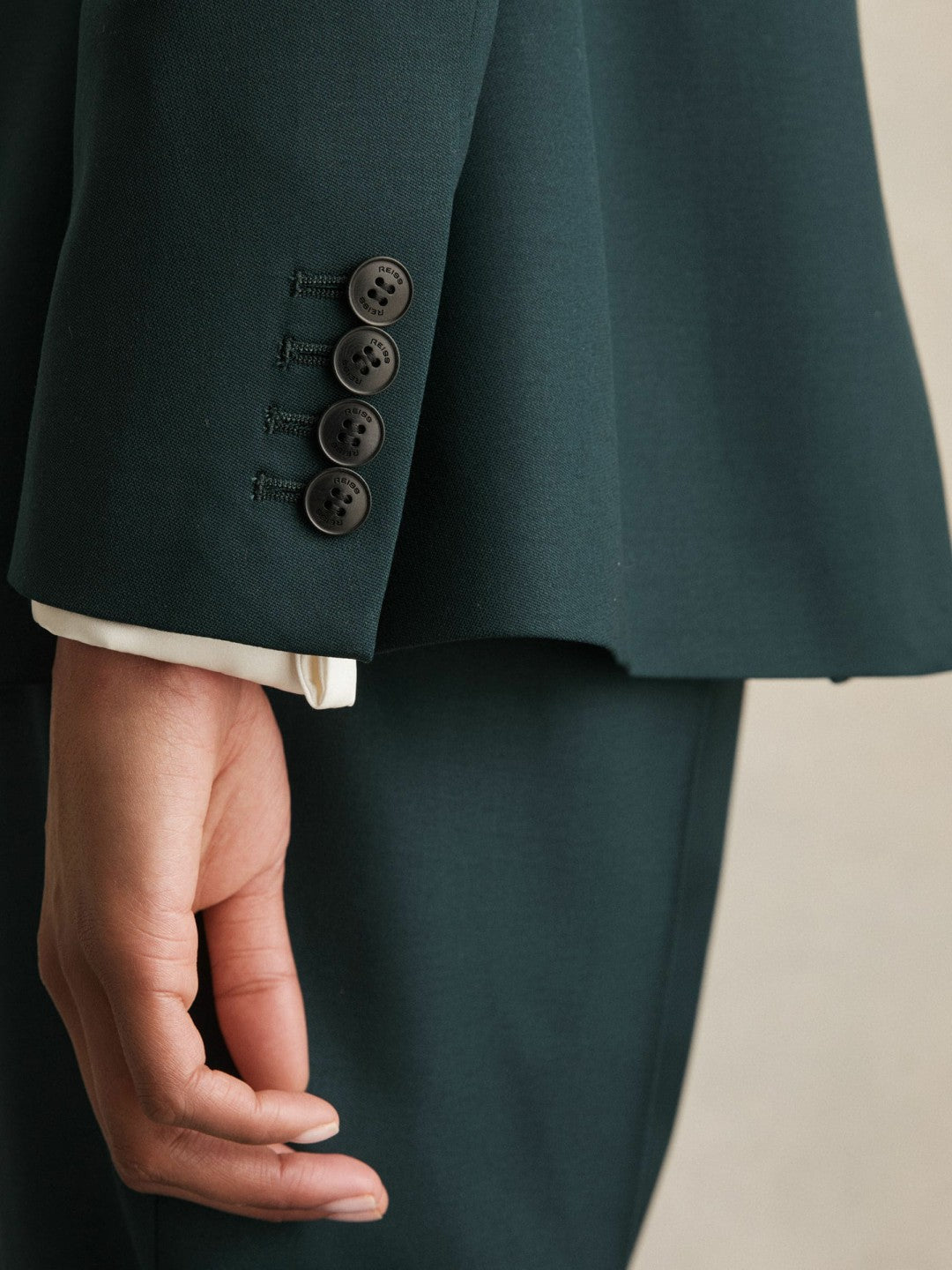 Wool-Blend Single-Breasted Suit Blazer in Green Women | Reiss