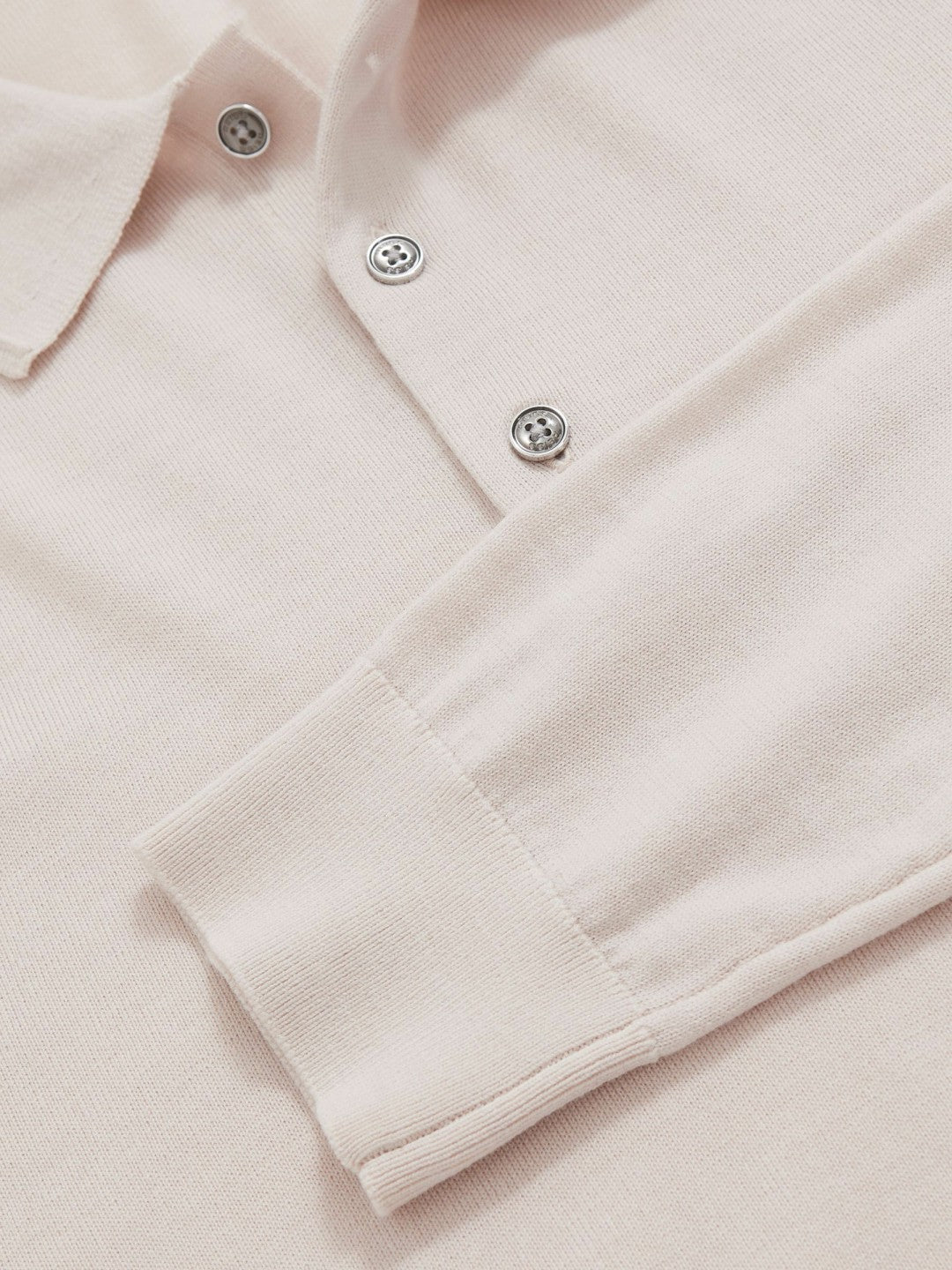 Merino Wool Long-Sleeve Polo Shirt in Beige Men | Reiss