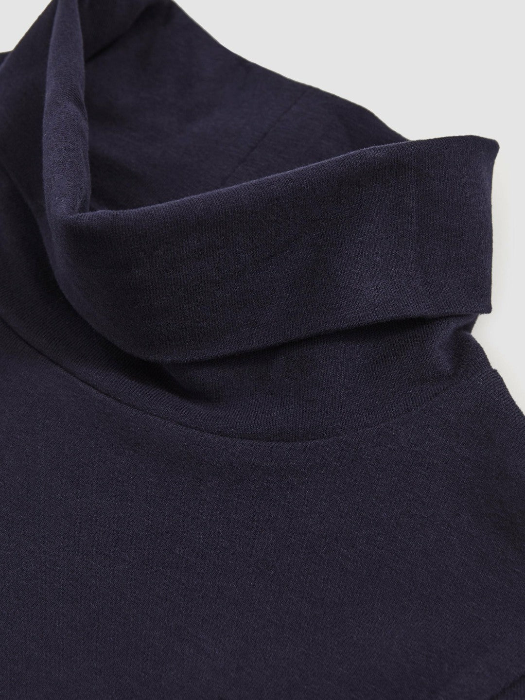13-14 yrs Cotton-Jersey Roll-Neck Top with Stretch in Navy Children & Baby | Reiss