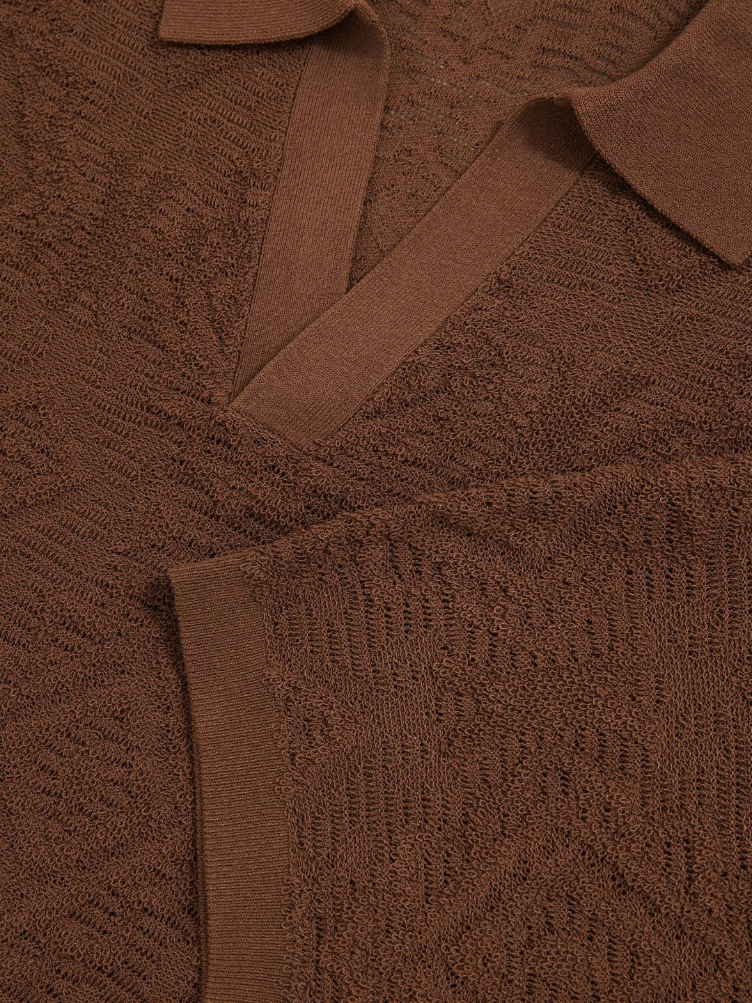 Jacquard Loop-Stitch Polo Shirt in Tobacco Men | Reiss
