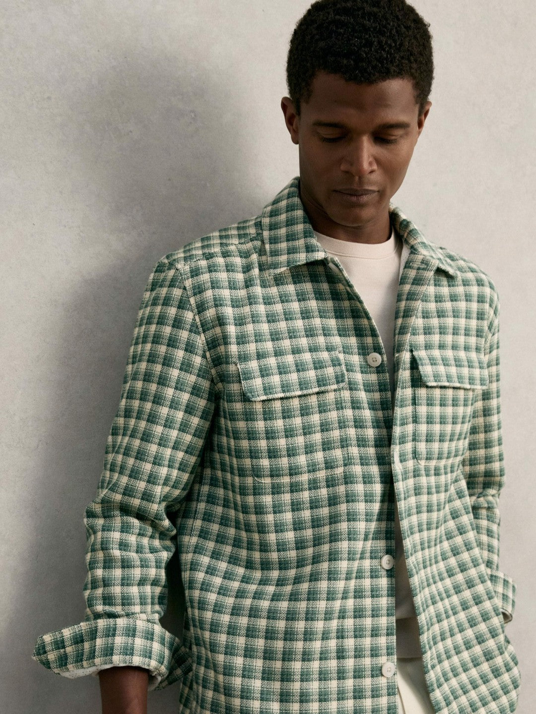 Woven Check Twin Pocket Overshirt in Green Multi Men | Reiss