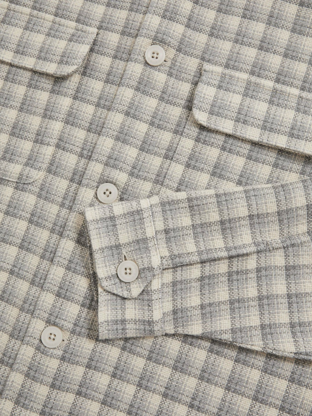 Woven Check Twin Pocket Overshirt in Light Grey Men | Reiss