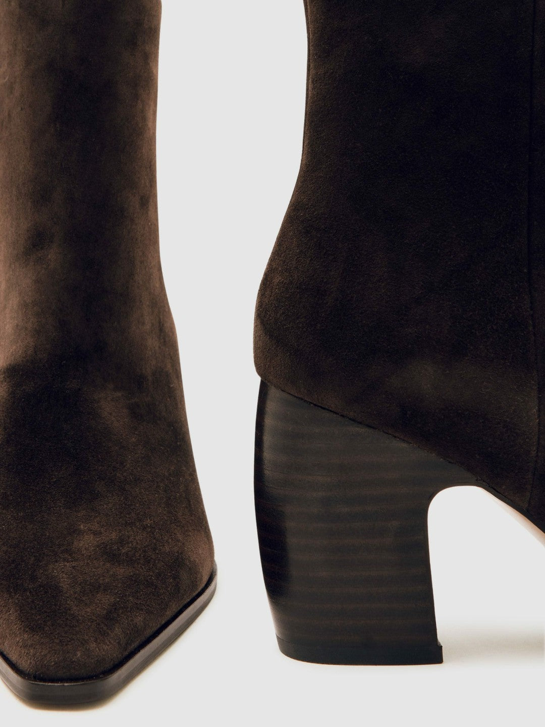 Suede Block-Heel Ankle Boots in Chocolate Women | Reiss