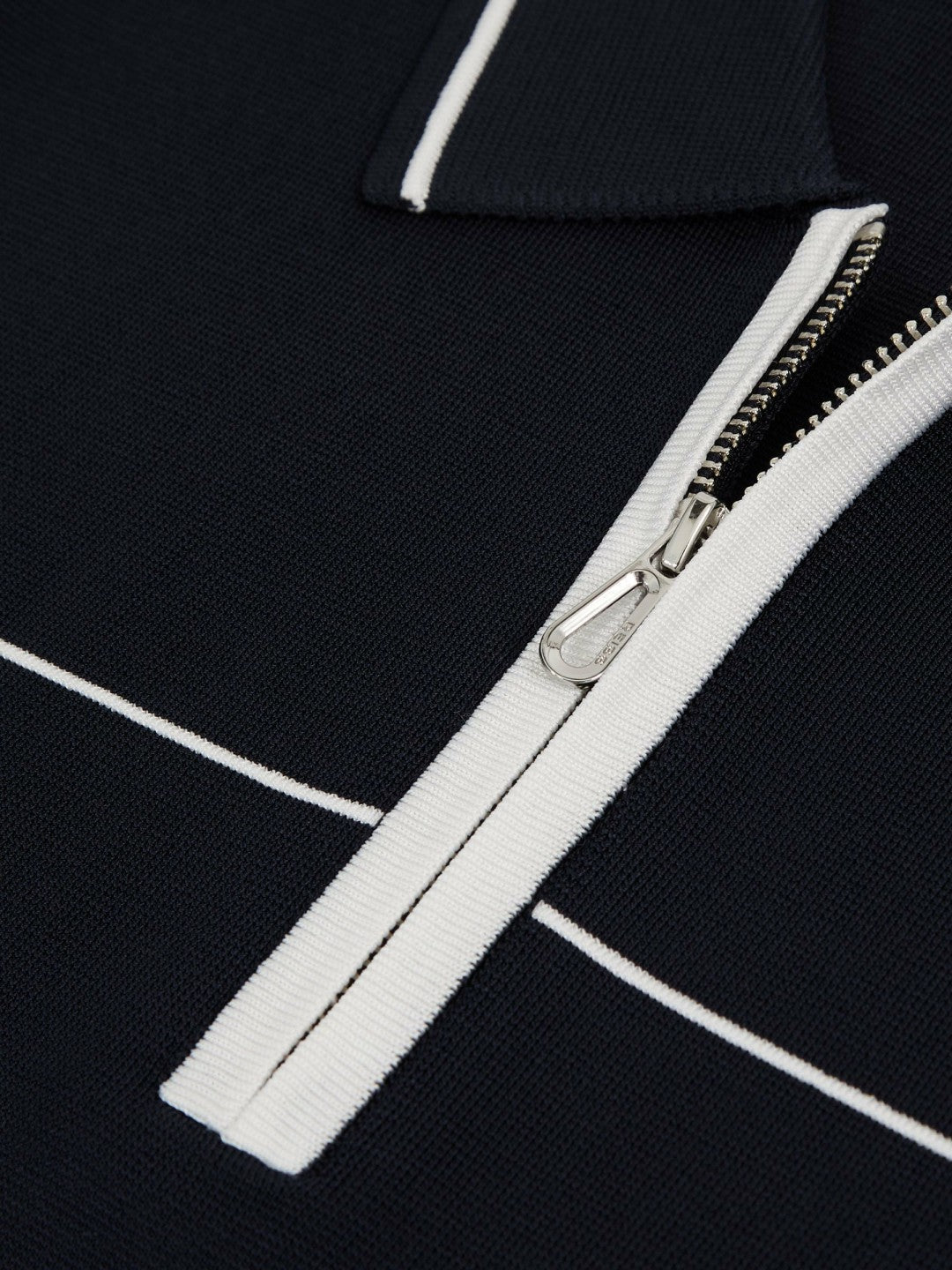 Half Zip Tipped Polo Shirt in Navy/White Men | Reiss