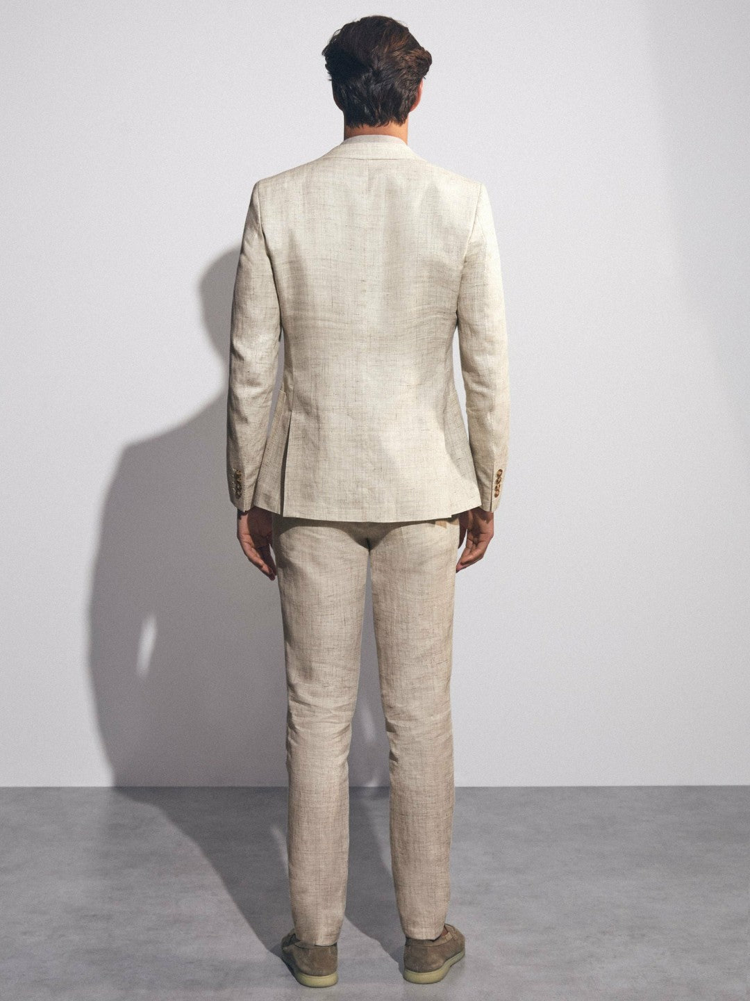 Linen-Cotton Slim-Fit Suit Trousers in Stone Men | Reiss