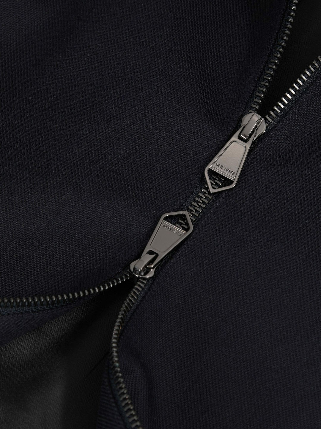 Lyocell-Cotton Zip-Through Twill Jacket in Navy Men | Reiss