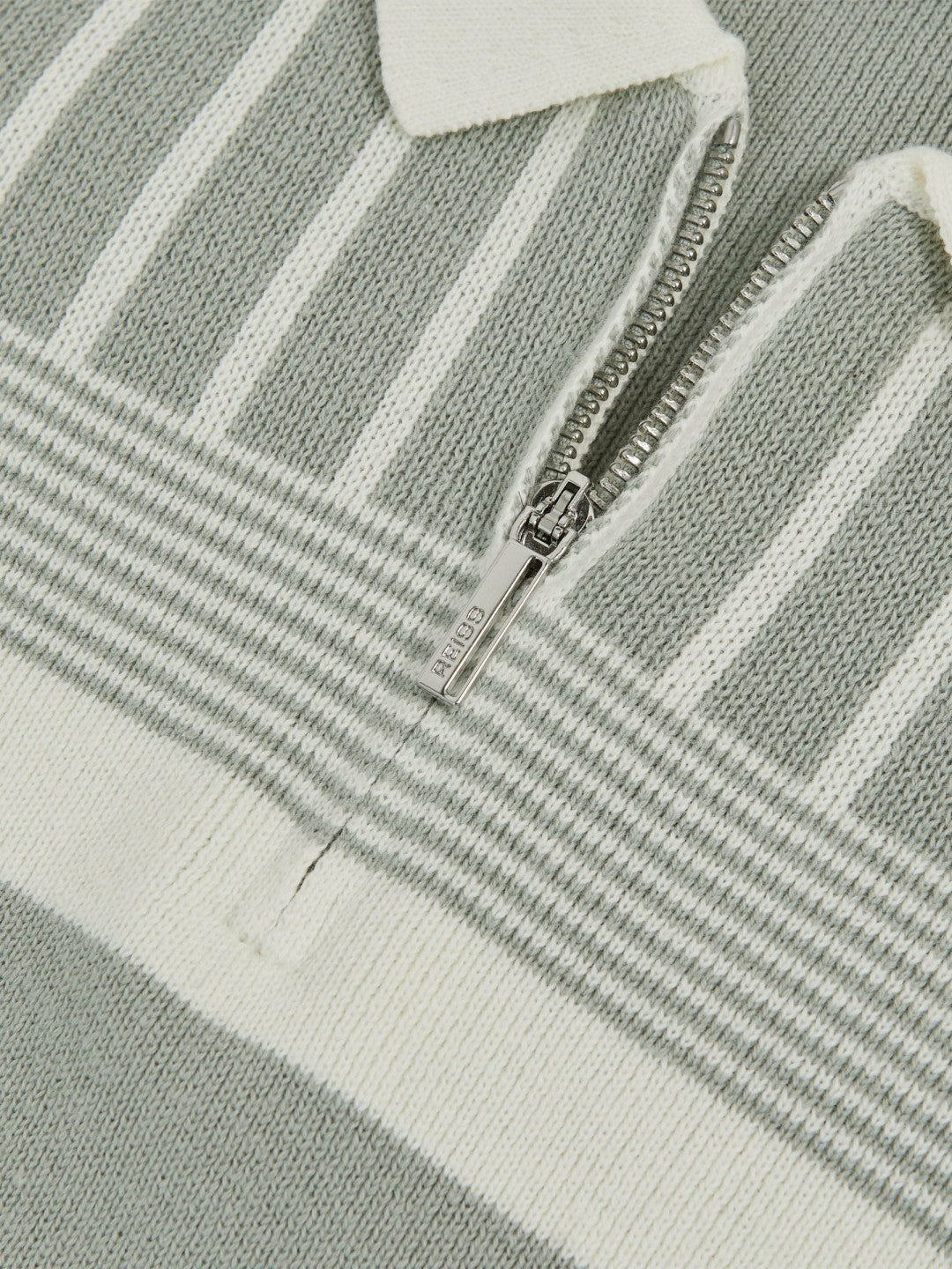 3-9 yrs Cotton Stripe Knit Half-Zip Polo Shirt in Sage Green/Off White Children & Baby | Reiss
