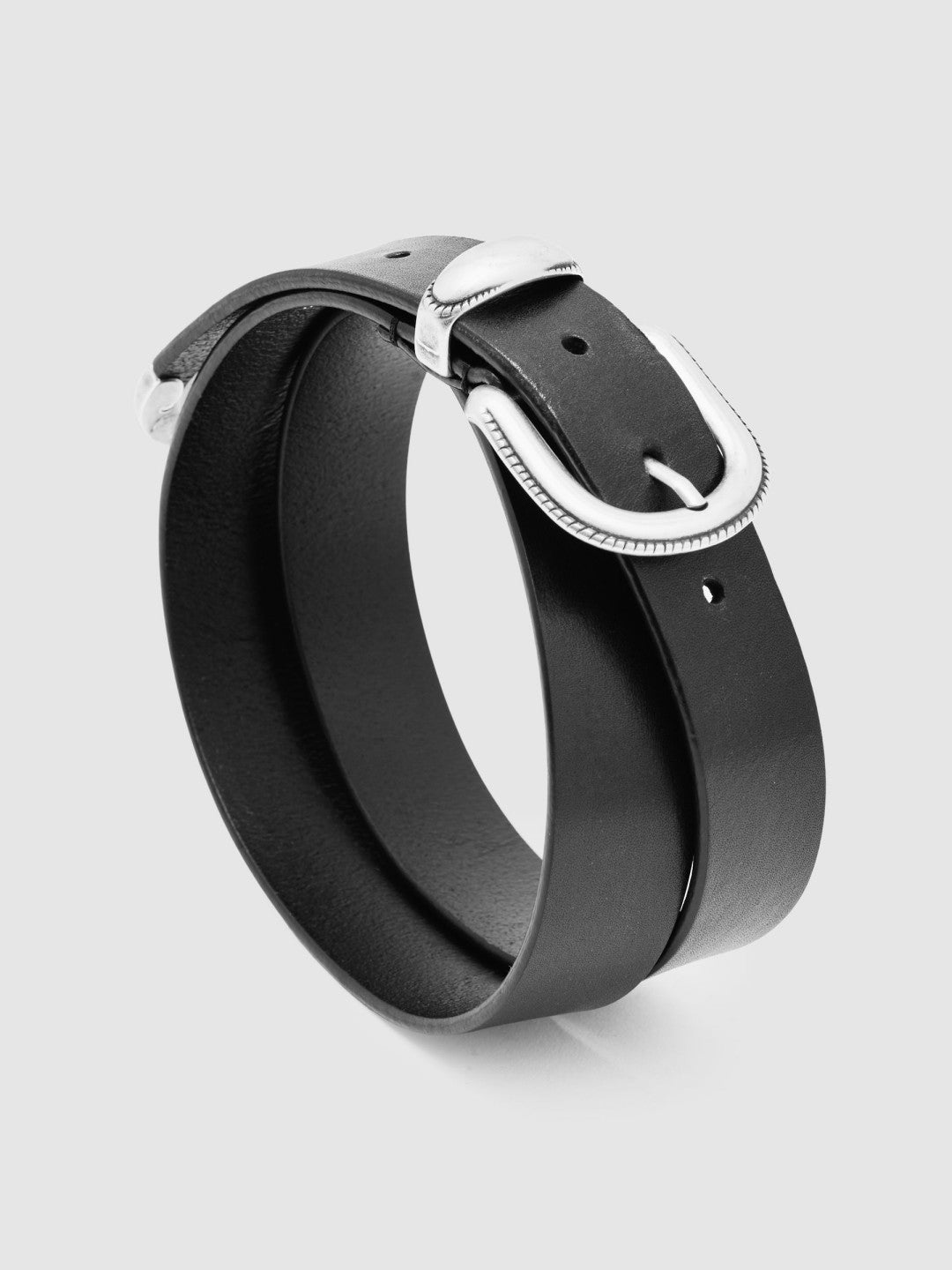 Leather Western Belt in Black Men | Reiss