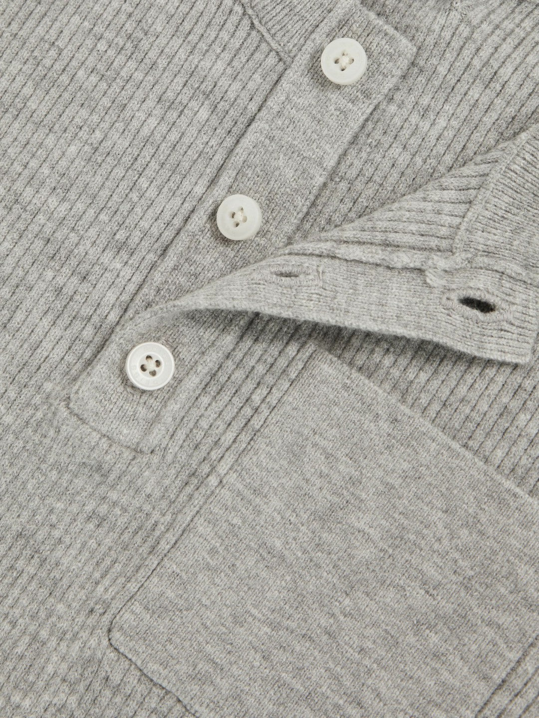 13-14 yrs Cotton-Blend Rib-Knit Henley Top in Mid Grey Melange Children & Baby | Reiss