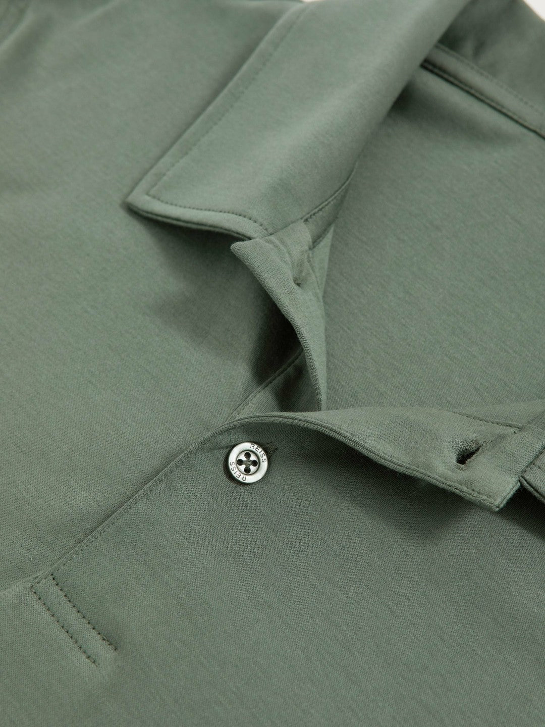 Cotton Short-Sleeve Polo Shirt in Kale Green Men | Reiss